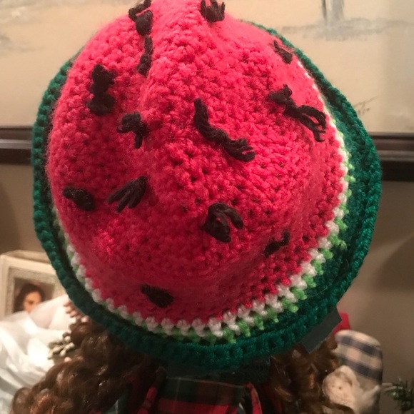 🎉HP🎊Watermelon Hand Crochet Baby Blanket Hat - Picture 8 of 16